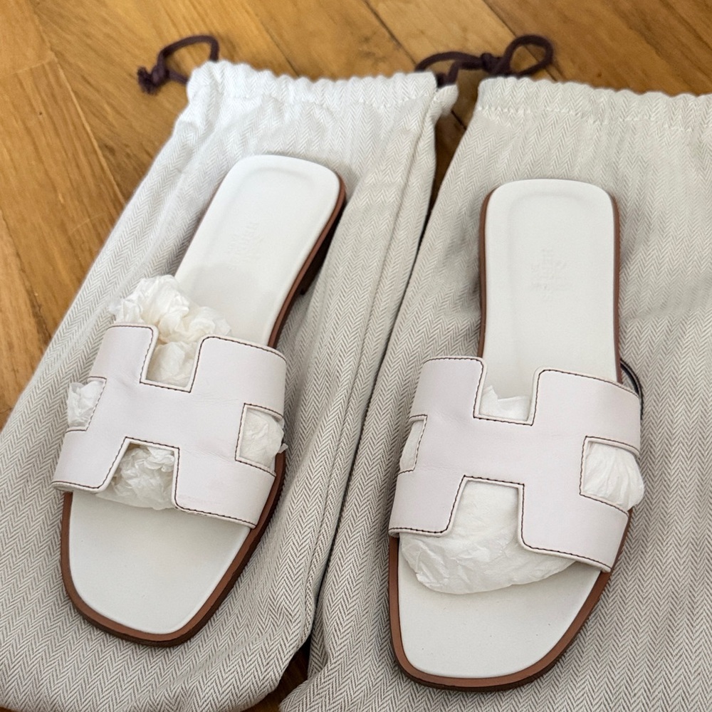 White Oran Hermes Sandals